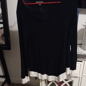 INC International Concepts Black and White Long Sleeve Top